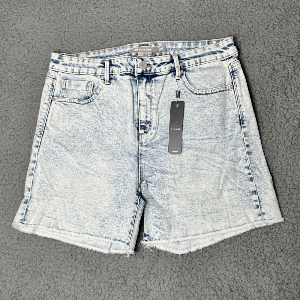 Denim Shorts Tractr Acid Wash Blue Denim High Rise Shorts Slim 12/31 NWT